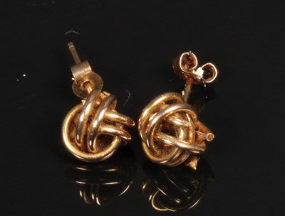 Lot 82 - A pair of yellow metal ball of wool earrings,...