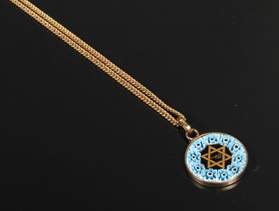 Lot 56 - A Murano glass star of David pendant and chain