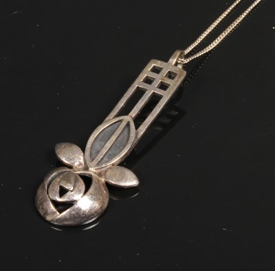 Lot 81 - A silver Glasgow Mackintosh style pendant
