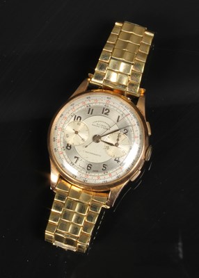 Lot 15 - A Chronographe Suisse 18 carat yellow gold...