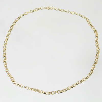 Lot 94 - A 9 carat gold oval link necklace, 15g, 40cm long