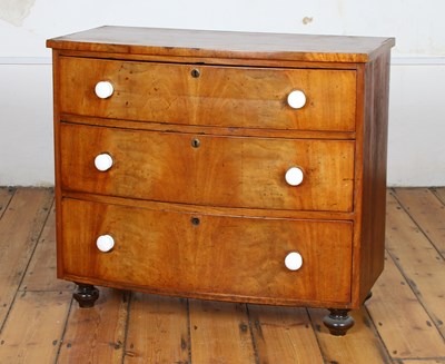 Lot 708 - A Victorian mahogany bow front chest with...