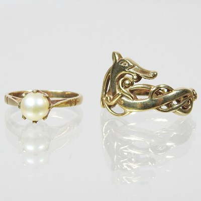 Lot 153 - A 9 carat gold Viking dragon ring, 4.8g, size...