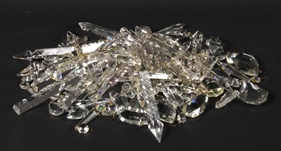 Lot 765 - A collection of cut glass chandelier light drops