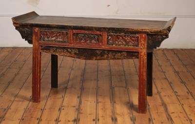 Lot 501 - A Chinese rustic elm altar table, w.155cm