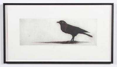 Lot 341 - Contemporary, Raven, ink wash, signed...