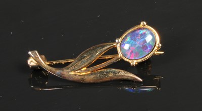 Lot 60 - A silver gilt opal brooch, in the form of a...