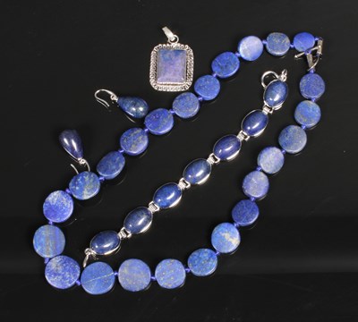Lot 61 - A collection of blue stone jewellery, to...