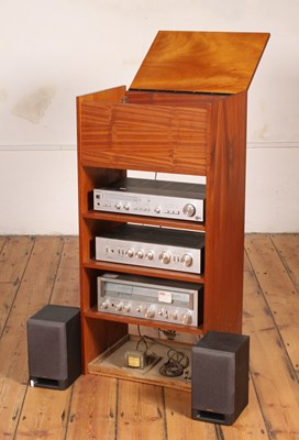 Lot 400 - A mid century teak stereo cabinet, with a...