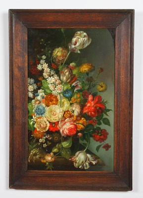 Lot 383 - English School, still life of flowers, oil on...