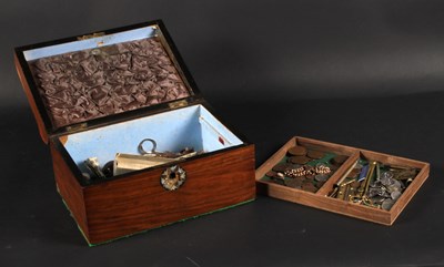 Lot 798 - A Victorian walnut box, containing various...