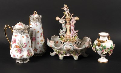 Lot 193 - A Naples floral encrusted porcelain vase...