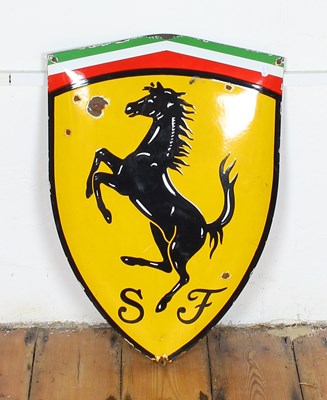 Lot 696 - A large enamel on metal Ferrari sign