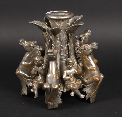 Lot 677 - A plated figural centrepiece or epergne stand,...
