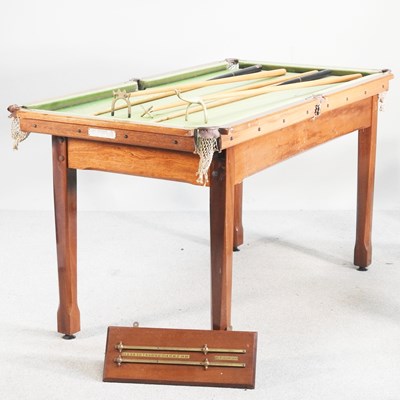 Lot 73 - A slate bed snooker/billiards table, on square...