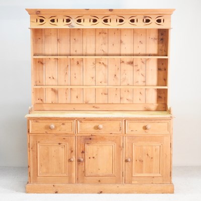 Lot 205 - A modern pine dresser, with a pierced frieze...