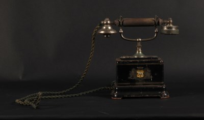 Lot 583 - A Swedish black painted vintage telephone, by...
