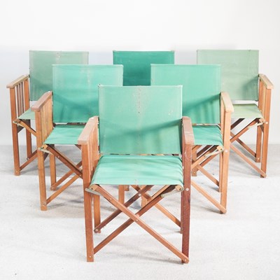 Lot 493 - A set of six wooden folding director's chairs,...
