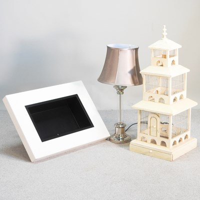 Lot 432 - A wooden bird cage, 98cm high, together with a...