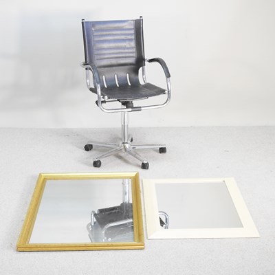 Lot 384 - A swivel office desk chair, together with a...