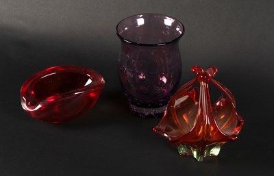 Lot 155 - Three pieces of 20th century coloured art...