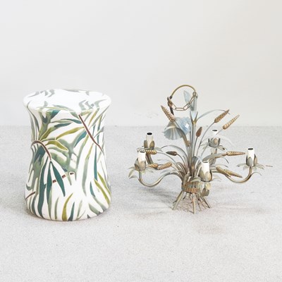 Lot 247 - A glazed garden seat, together with a metal...