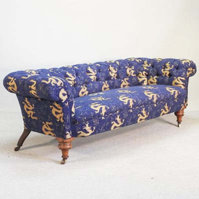 Lot 105 - A Victorian and recently blue upholstered...