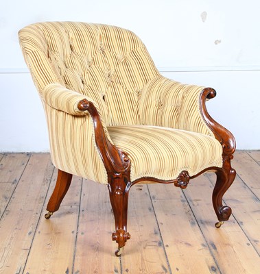 Lot 438 - A Victorian rosewood show framed armchair,...