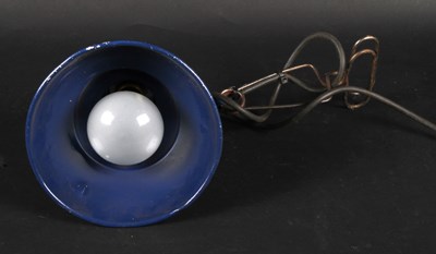 Lot 816 - A vintage industrial Protax blue painted lamp