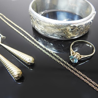 Lot 164 - A pair of 9 carat gold pendant earrings, of...