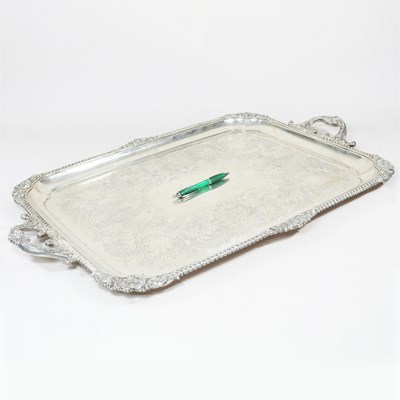 Lot 90 - A large Edwardian silver serving tray, of...