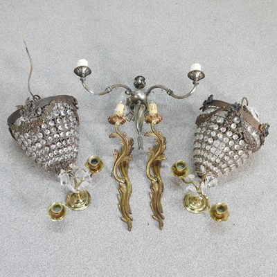 Lot 498 - A pair of gilt metal and brass pendant lights,...