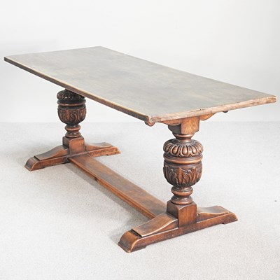 Lot 459 - A mid 20th century oak refectory dining table,...