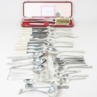Lot 154 - A collection of silver and plated cutlery, to...