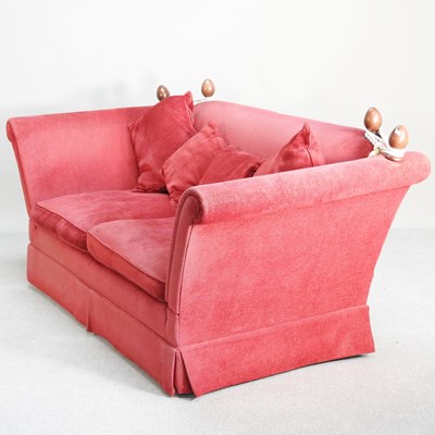 Lot 248 - A Laura Ashley red upholstered knowle sofa,...