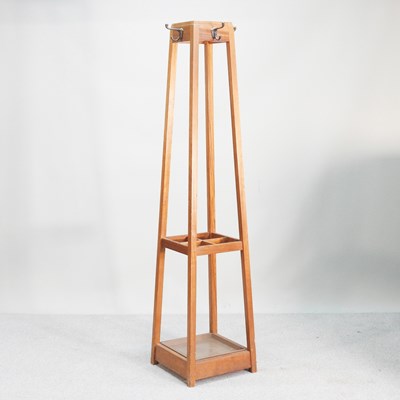 Lot 327 - An Arts and Crafts light oak hall stand, of...
