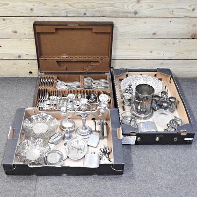 Lot 369 - A collection of silver plate, to include a...
