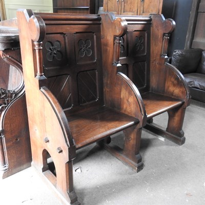 Lot 51 - A Victorian carved oak double pew