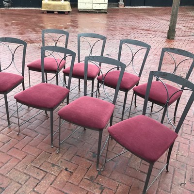 Lot 62 - A set of eight metal framed dining chairs