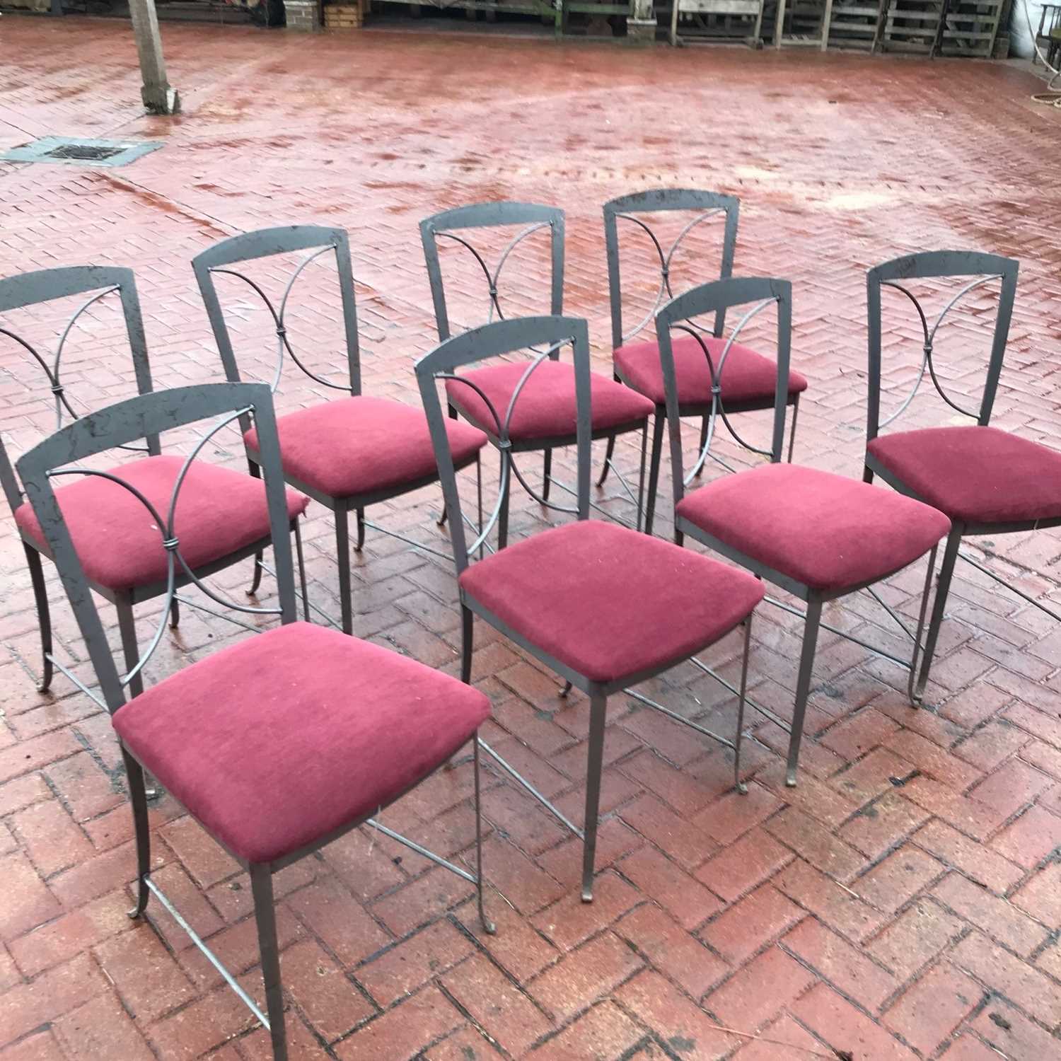Lot 64 - A set of six metal framed dining chairs