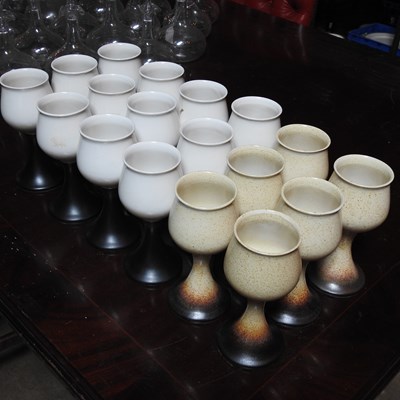 Lot 297 - A set of Rye pottery wine goblets