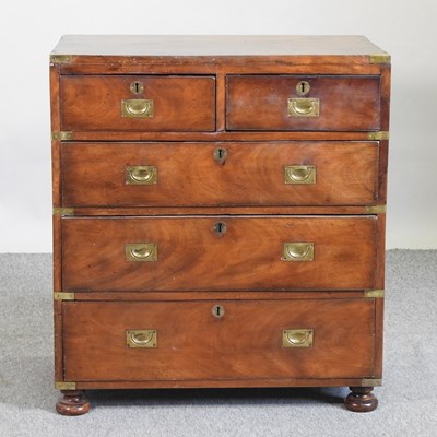 Lot 702 - A 19th century teak campaign chest