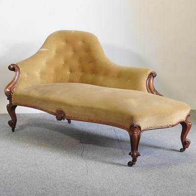 Lot 704 - A Victorian green upholstered chaise longue