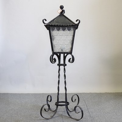 Lot 340 - A wrought iron exterior lantern