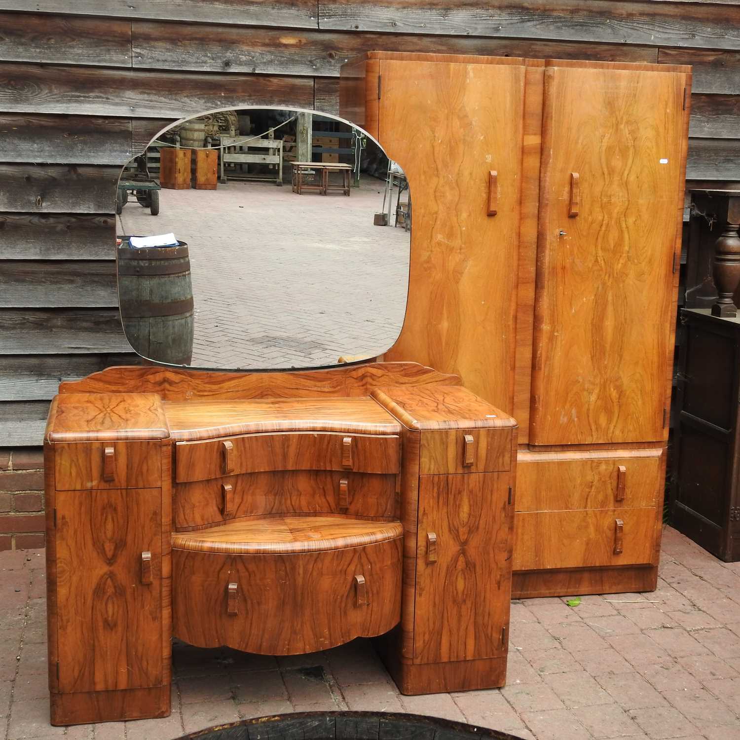 Lot 86 - An Art Deco walnut double wardrobe