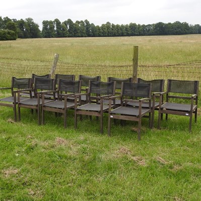 Lot 84 - A set of teak garden chairs