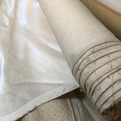 Lot 224 - A part roll of white velvet fabric