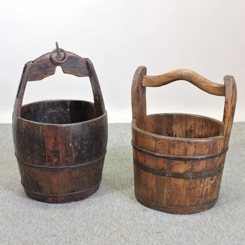 Lot 444 - A Chinese wooden bucket