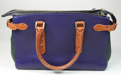 Lot 110 - An Aspinal of London purple and green leather satchel bag