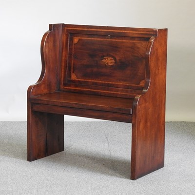 Lot 713 - A bespoke made mahogany and inlaid pew